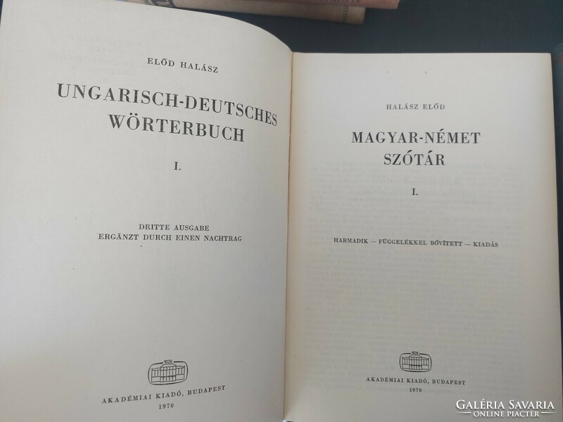 Halász's predecessor﻿:Hungarian-German dictionary i-ii.﻿German-Hungarian dictionary i-ii.1970. HUF 4,500