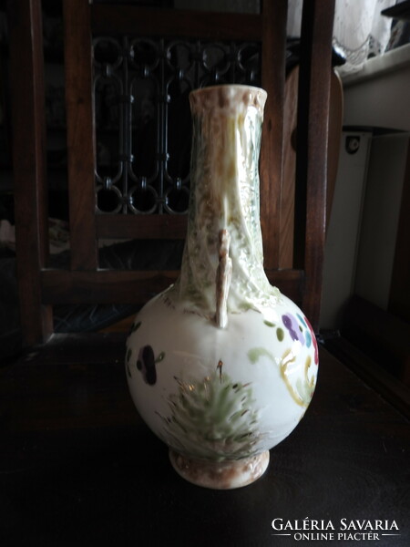 Antique marked majolica vase with handles