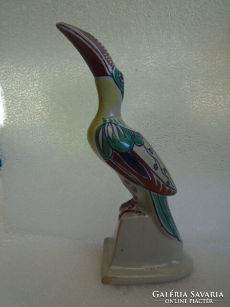 A real rarity toucan bird statue, unfortunately repaired, but still curiously hand-painted
