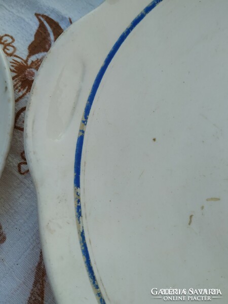 Antik, Gránit kék csíkos süteményes készlet eladó!