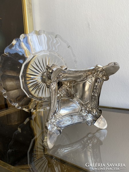 19th century baroque silver centerpiece with etched glass
