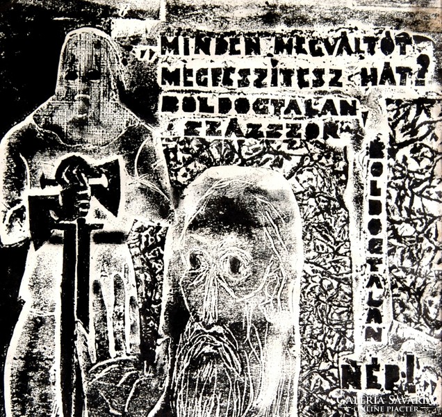 Hajtun Klára (1924-1997): Petőfi: Apostol II. - monotípia, 1975