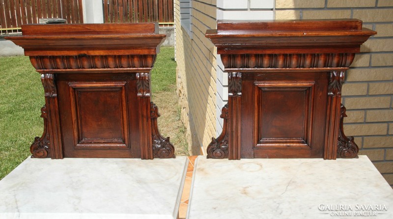 A pair of Old German marble-topped bedside tables