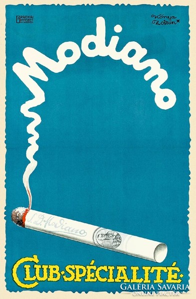 Kónya Zoltán Modiano Club Spécilaité 1928 cigaretta dohány reklám plakát REPRINT füst