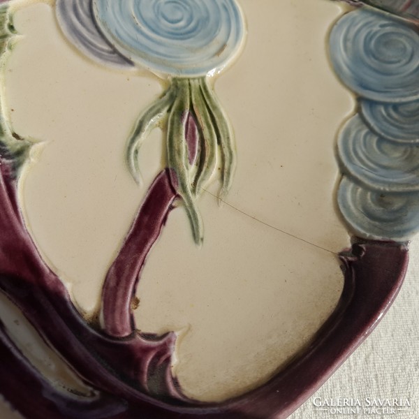 Schütz blansko (1870-1900) Art Nouveau wall majolica decorative bowl, 27 cm diameter