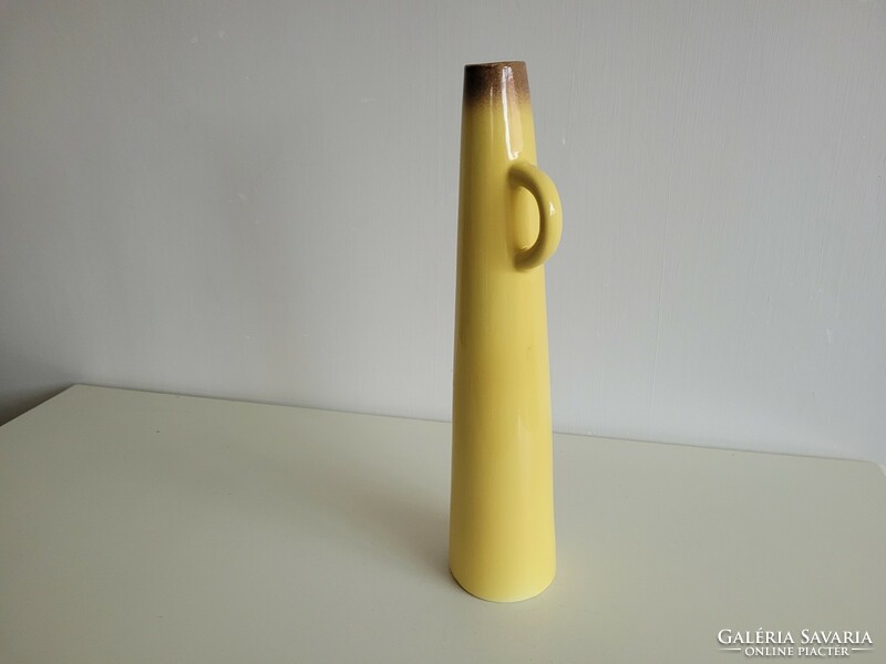 Retro nagy méretű 43,5 cm es KP Gránit régi sárga váza mid century Kis Edit váza