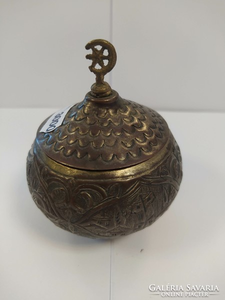 Antique metal container with lid