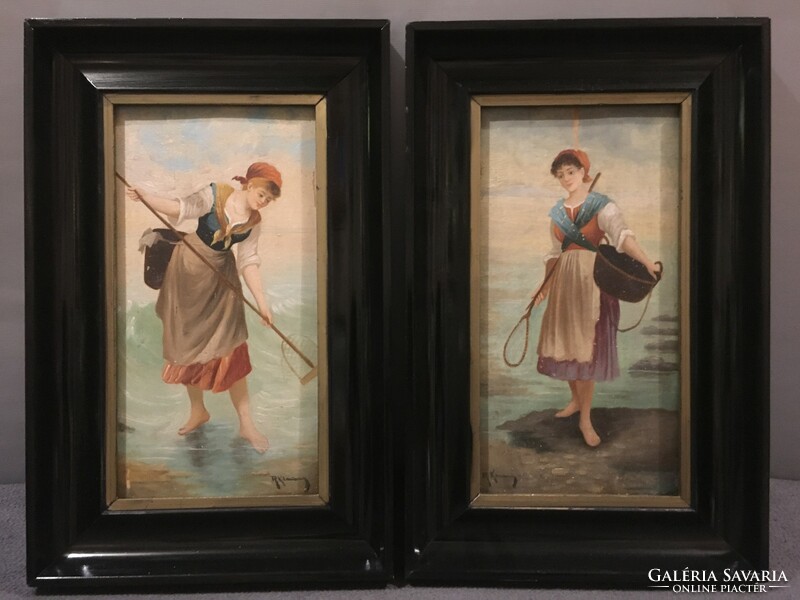 2 pieces of antique Flemish painting oil wood!! Indicated!!!