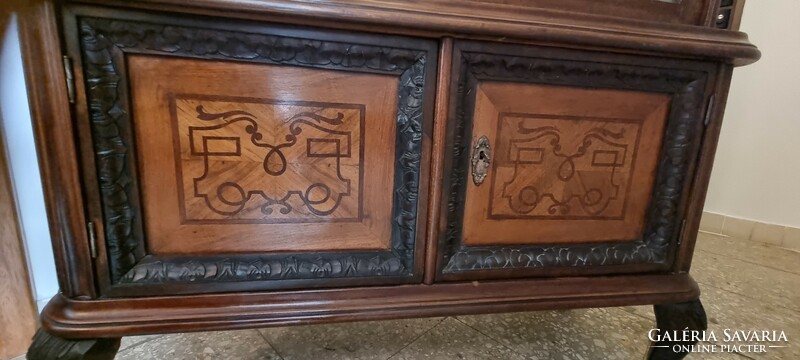 Antique marquetry display case