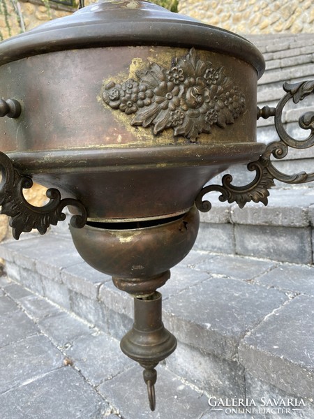 Antique copper large candle holder