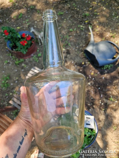 Régi retró Kecskemét Szikra Állami Gazdaság üveg italos pálinkás palack, jelzett, 2 liter