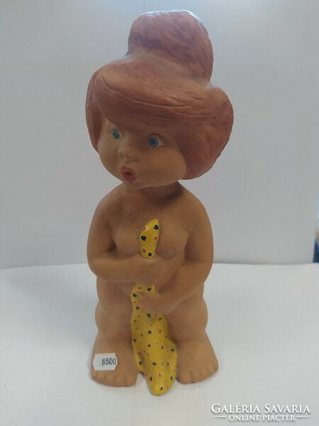 Retro ceramic little girl statue