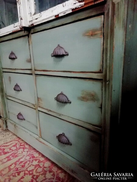 Multi-drawer showcase, 6-drawer reproduction furniture made of old wood, chest of drawers, antique