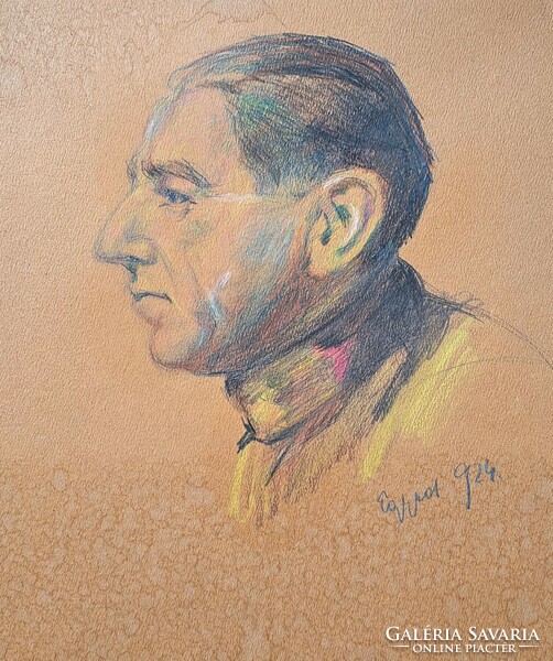Férfiportré - Egyed jelzéssel - színesceruza rajz - 1924