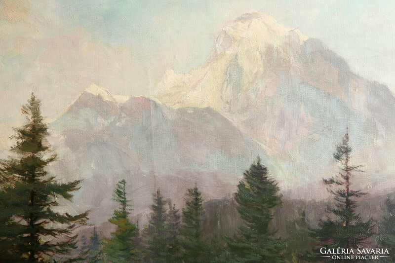 Jan Grotkovsky (1902-1961) Magas-Tátra 70x100cm Tarpatak | Tar-patak Tájkép Tarpataki Vízesés