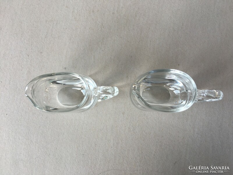 Pair of special, flattened glass jugs