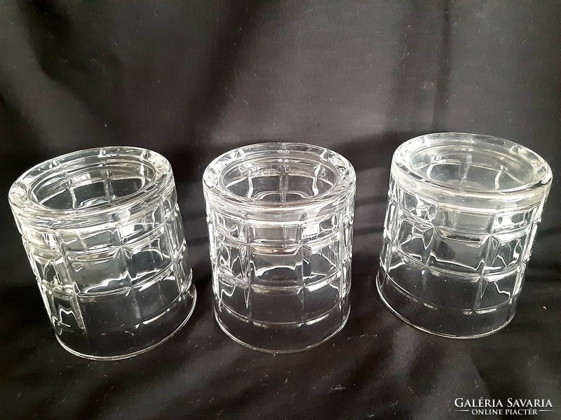 Kristáy, üveg kazetta mintás pohár ( 3 darab)