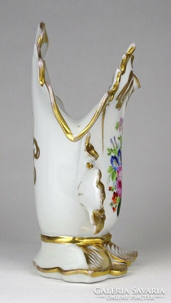 1F476 Antik kézzel festett aranyozott Elbogen porcelán váza 16.5 cm