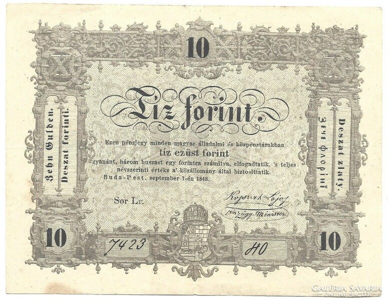 10 Ten forints 1848 Kossuth banknote
