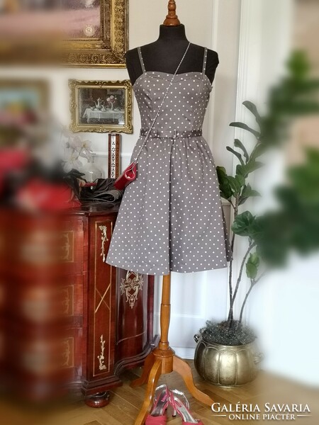 H&m size 36 vintage polka dot dress, loose skirt, strappy top