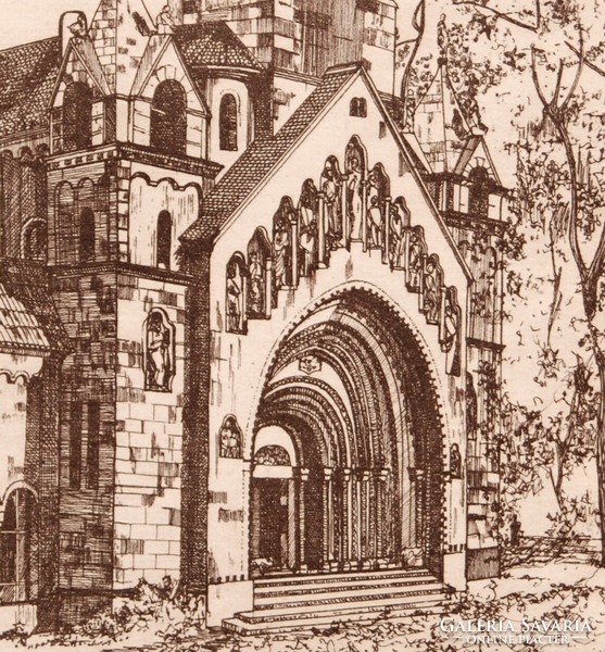 Hepp edit (1947-): Ják chapel in the city park - original etching