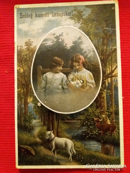 Antique 1919. Easter greetings. Hungarian People's Republic in colorful and beautiful condition according to the pictures
