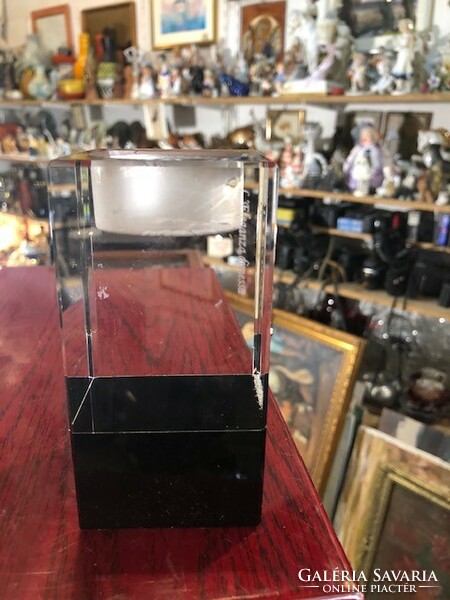 Art deco glass candle holder, height 16 cm, old.