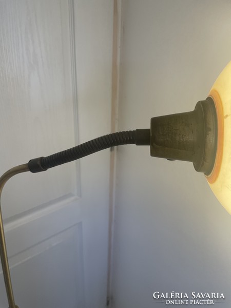 Eclectic adjustable copper floor lamp with throat tube