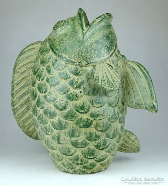 1G701 old large terracotta fish-shaped ceramic vase 27 cm
