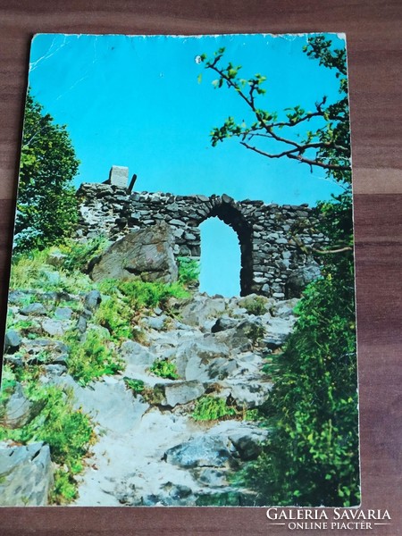 Régi képeslap, Salgótarján, Salgó-várrom, fotó: Csobaji Előd
