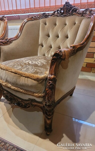 Antique 2 Viennese baroque (neo-rococo) armchairs