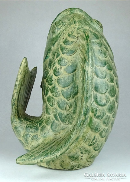 1G701 Régi nagyméretű terrakotta hal alakú kerámia váza 27 cm