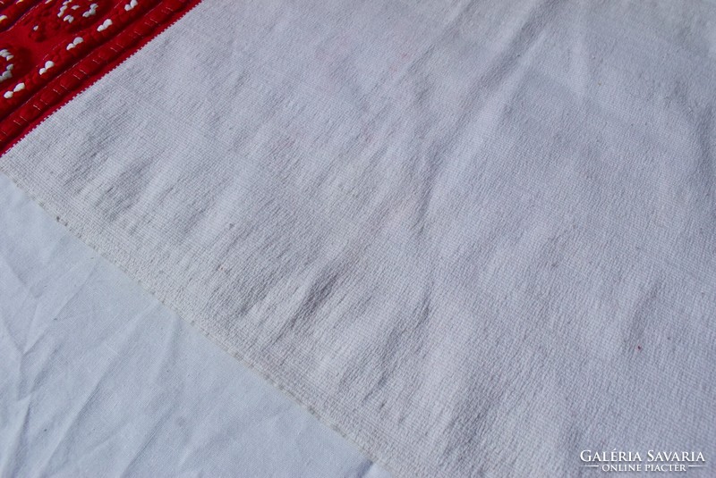 Woven linen Transylvanian runner, decorative tablecloth 101 x 36 cm + 2x 14 cm fringe