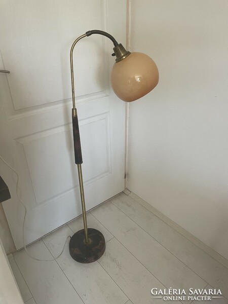 Eclectic adjustable copper floor lamp with throat tube