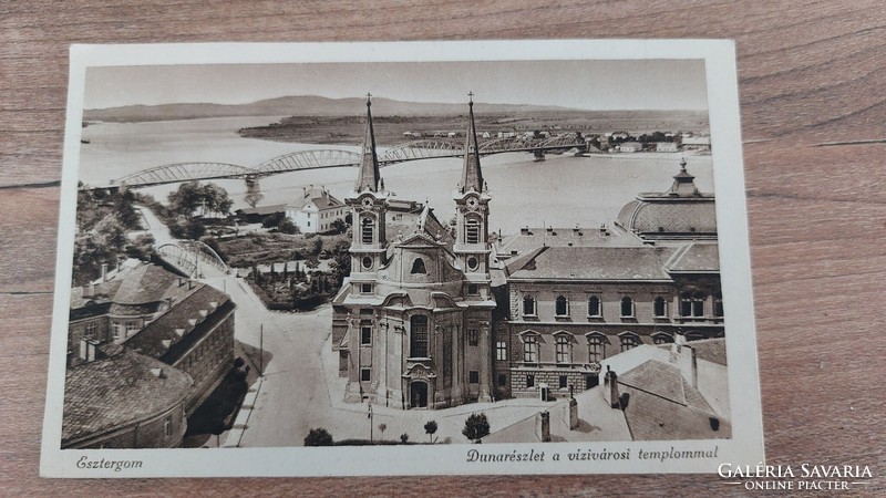 Esztergom látképe,Dunarészlet a vízivárosi templommal - Monostory György Budapest képeslap kiadványa