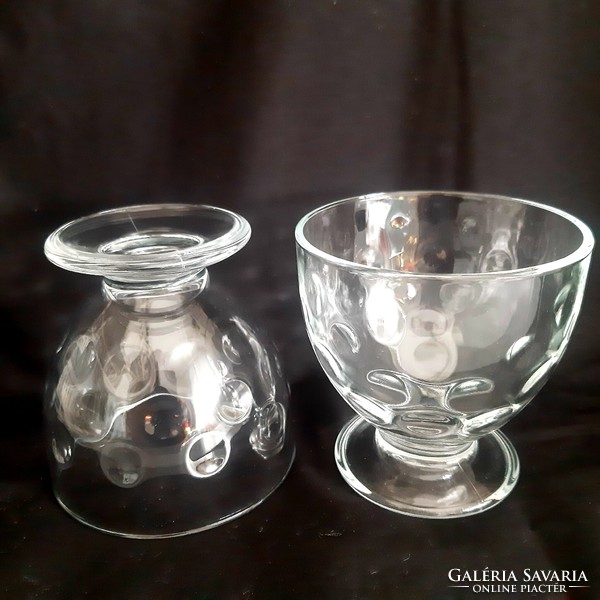 Üveg kelyely, pohár  félbuborékos mintázatú ( 2 darab)