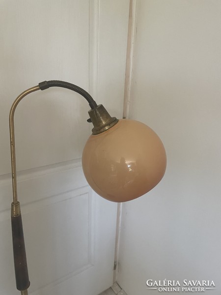 Eclectic adjustable copper floor lamp with throat tube