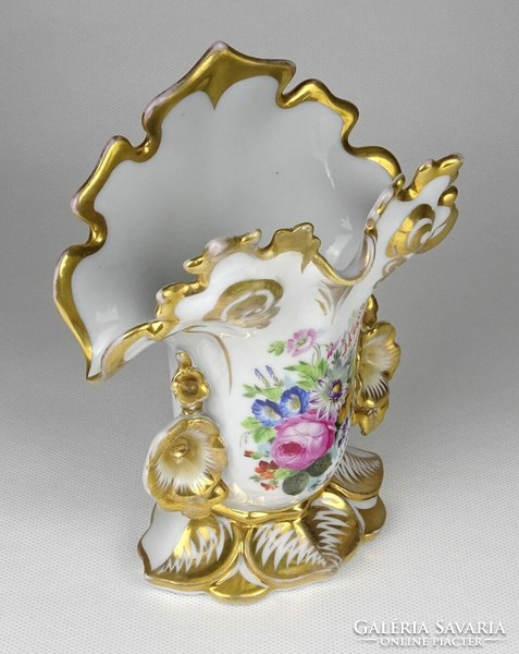 1F476 Antik kézzel festett aranyozott Elbogen porcelán váza 16.5 cm