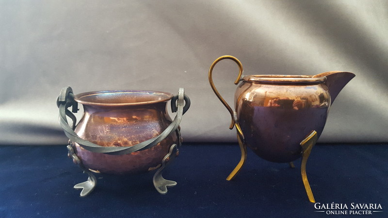 2 pcs. Hand-made red copper bowl in one piece, in very nice condition!!