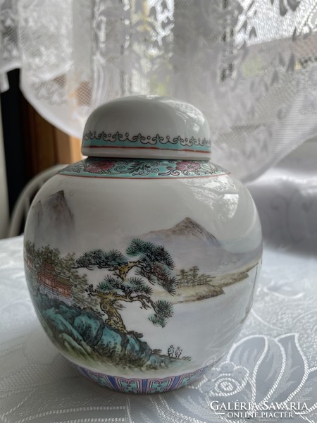 Porcelain vase holding Chinese ginger or tea