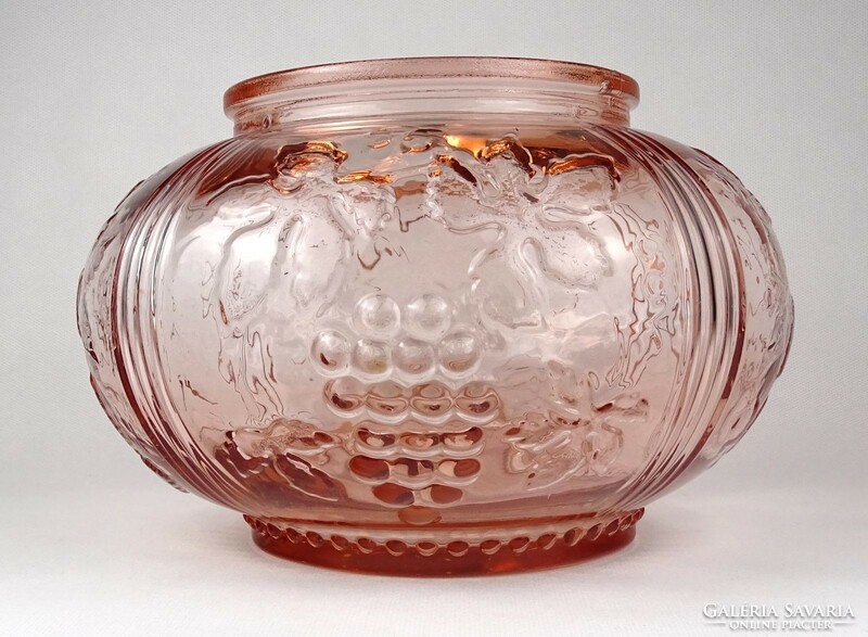 1M062 Régi nagyméretű színezett öblös üveg váza díszváza