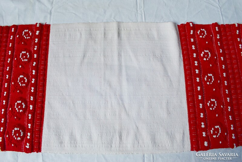 Woven linen Transylvanian runner, decorative tablecloth 101 x 36 cm + 2x 14 cm fringe