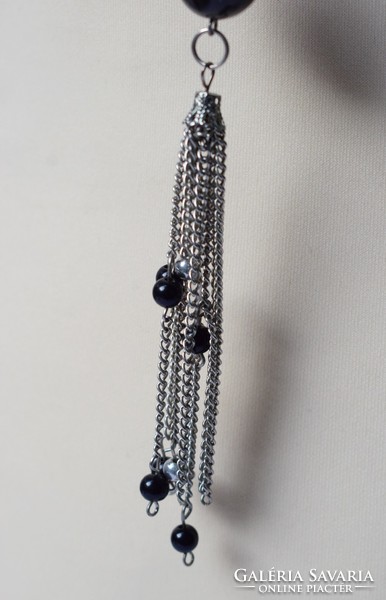 Régi nyaklánc retro bizsu 86 cm + függő műanyag és fém gyöngyökkel ékszer