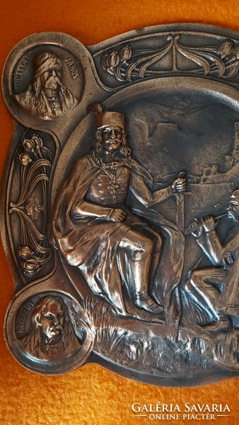 LEÁRAZTAM! Kallós Ede II. Rákóczi Ferencz, bronzírozott relief emlék plakett