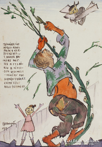 Tibor Boromisza - in the spring (caricature) (1919)