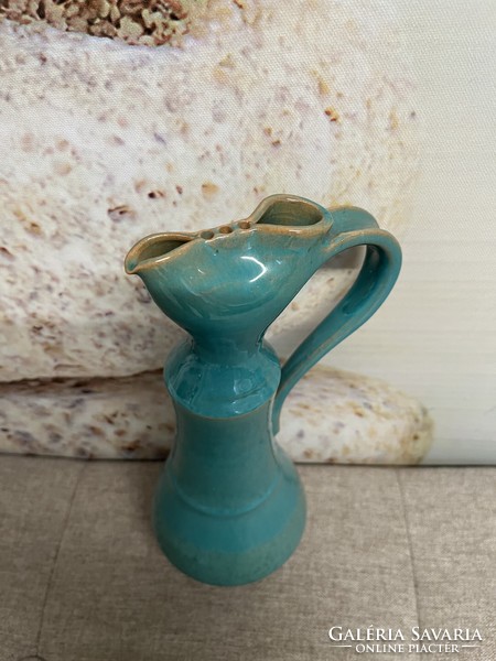 Painted-glazed ceramic jug, applied art work a43