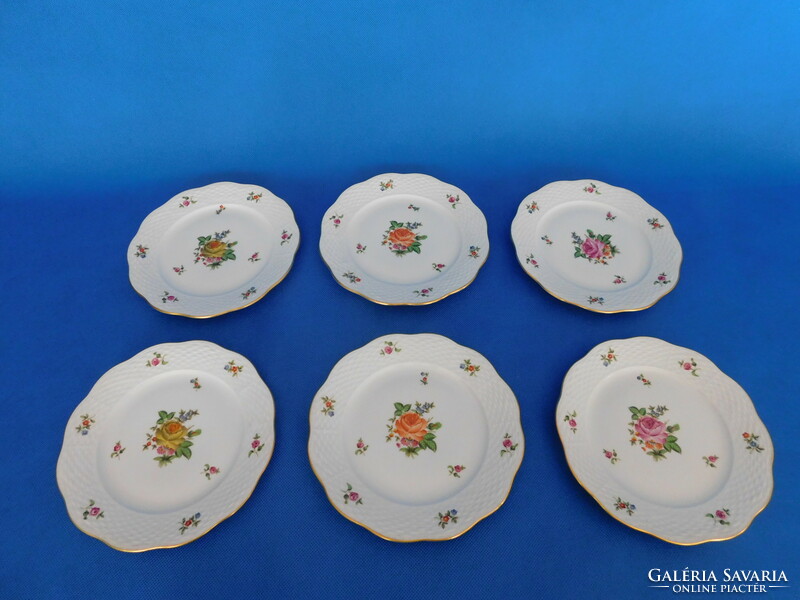 Herend petit bouquet de rose 6-piece cookie plate set