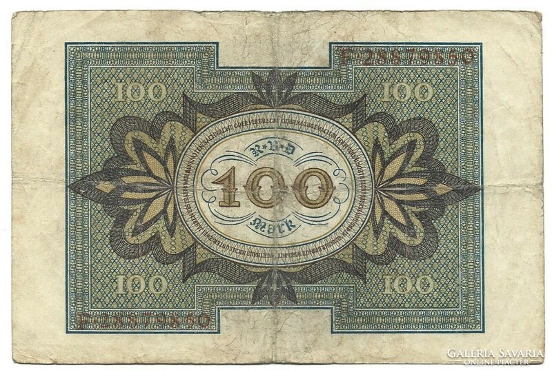 100 márka 1920 8 jegyű sorszám Németország 1.