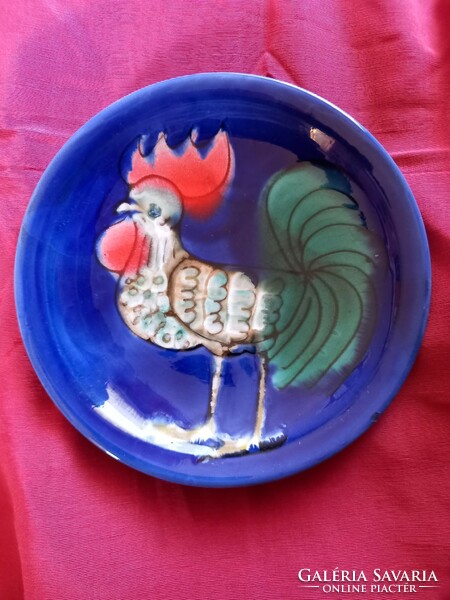 Éva Kondor retro ceramic rooster plate wall picture wall plate