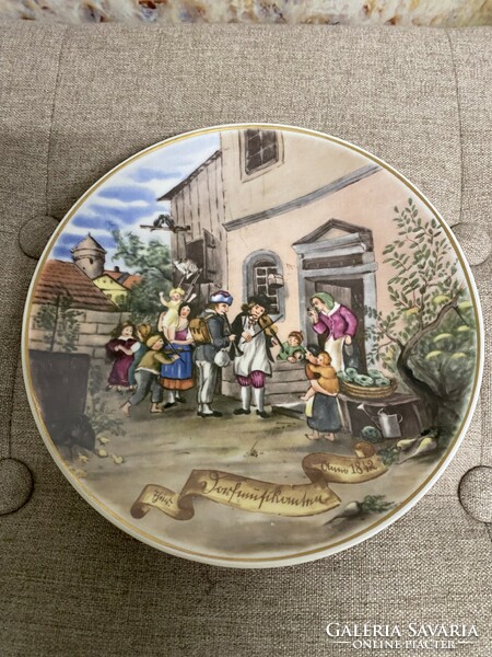 Gdr fine china lichte porcelain scene plate a32